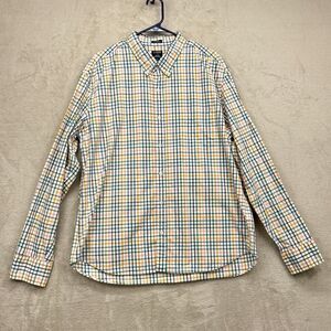 JCrew Mens Flex Washed White Check Slim Untucked Button Up Long Sleeve Shirt XXL